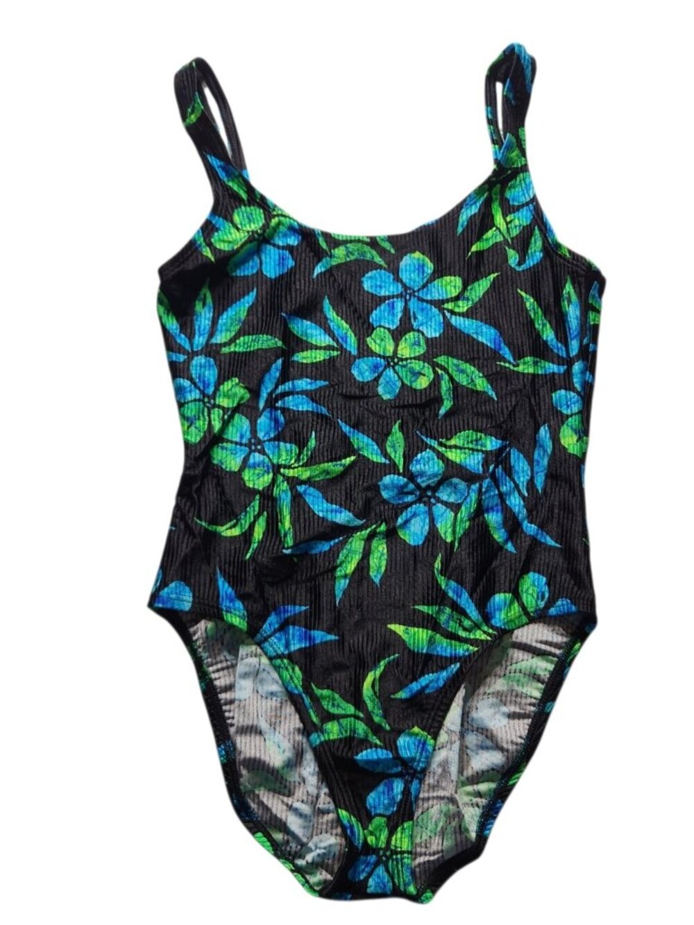 Vintage Catalina Womens Blk Blue Green Floral One Piece Swimsuit Sz L Used